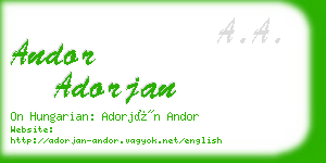 andor adorjan business card